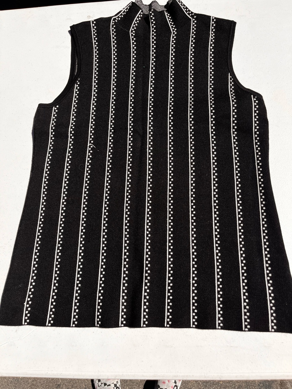 Cable & Gauge Black Knit Top with White Dot Accent